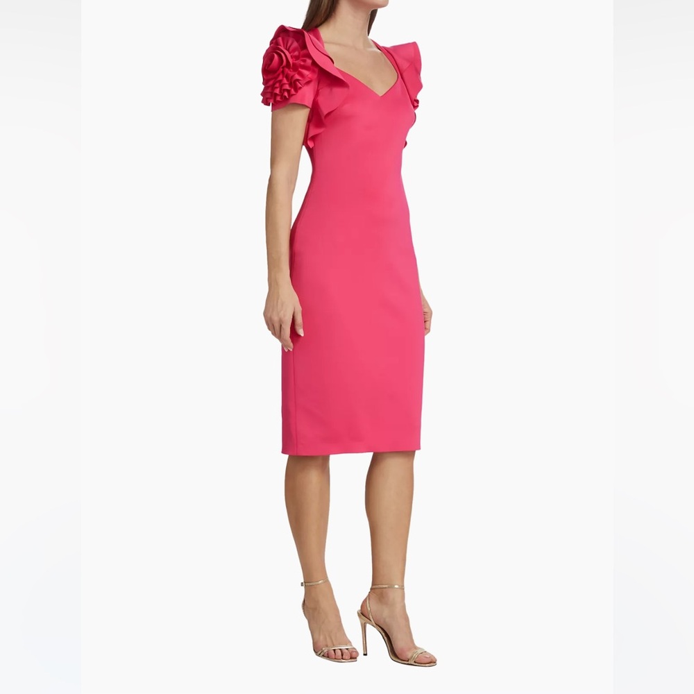 Badgley Mischka Rosette Ruffled Cocktail Dress Size 6 NWT